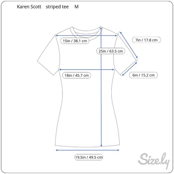 Karen Scott Striped Cotton Tee With Floral Bike Embroidery Navy/White Size M - Picture 8 of 8